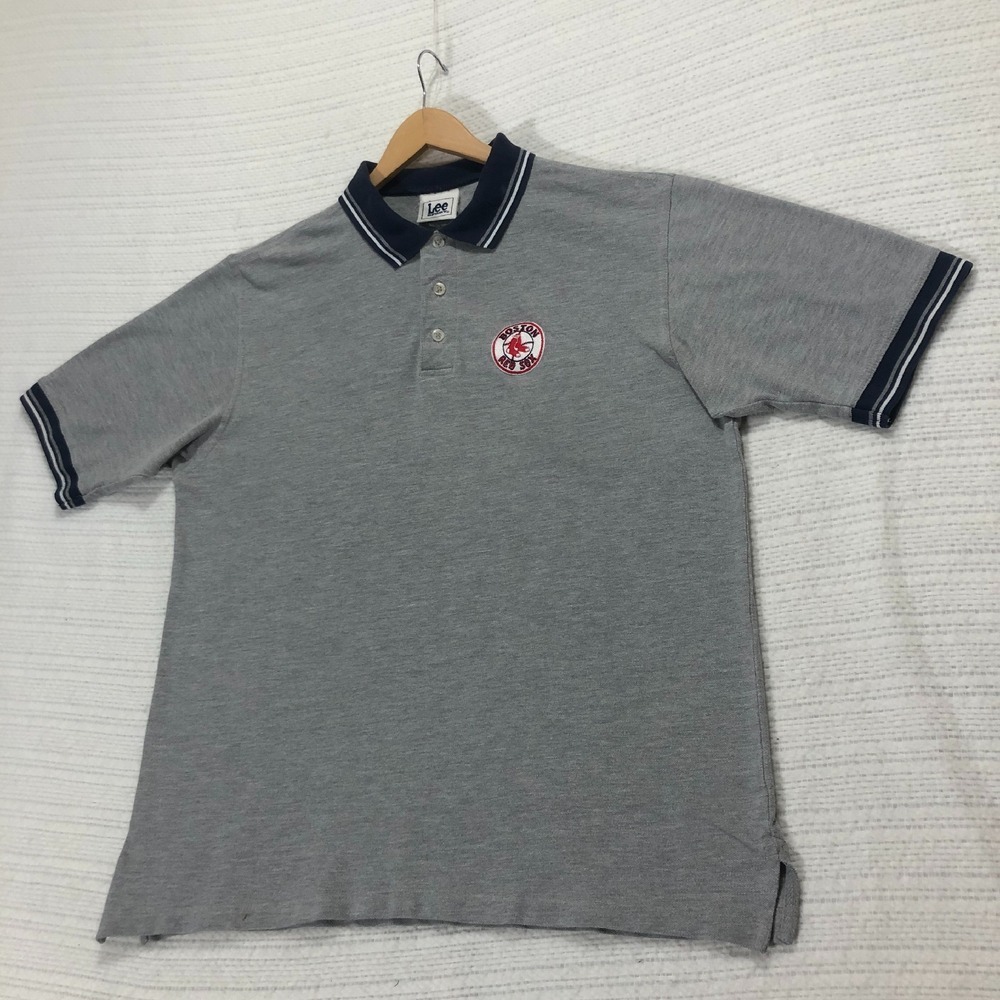 Lee Sport Boston Red Sox Polo Shirt MLB Baseball Gray Striped Men's Size XXL